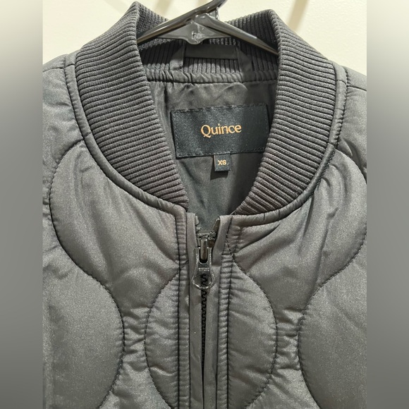 like new EUC quince featherless quilted puffer bomber jacket sz XS black - Picture 2 of 15